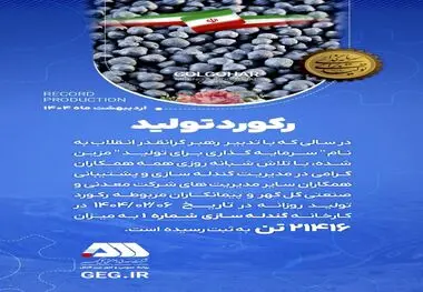 رکورد تولید کارخانه گندله سازی شماره ۱