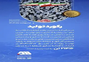 رکورد تولید کارخانه گندله سازی شماره ۱