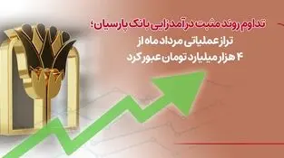  تراز عملیاتی مرداد ماه از4 هزار میلیارد تومان عبورکرد