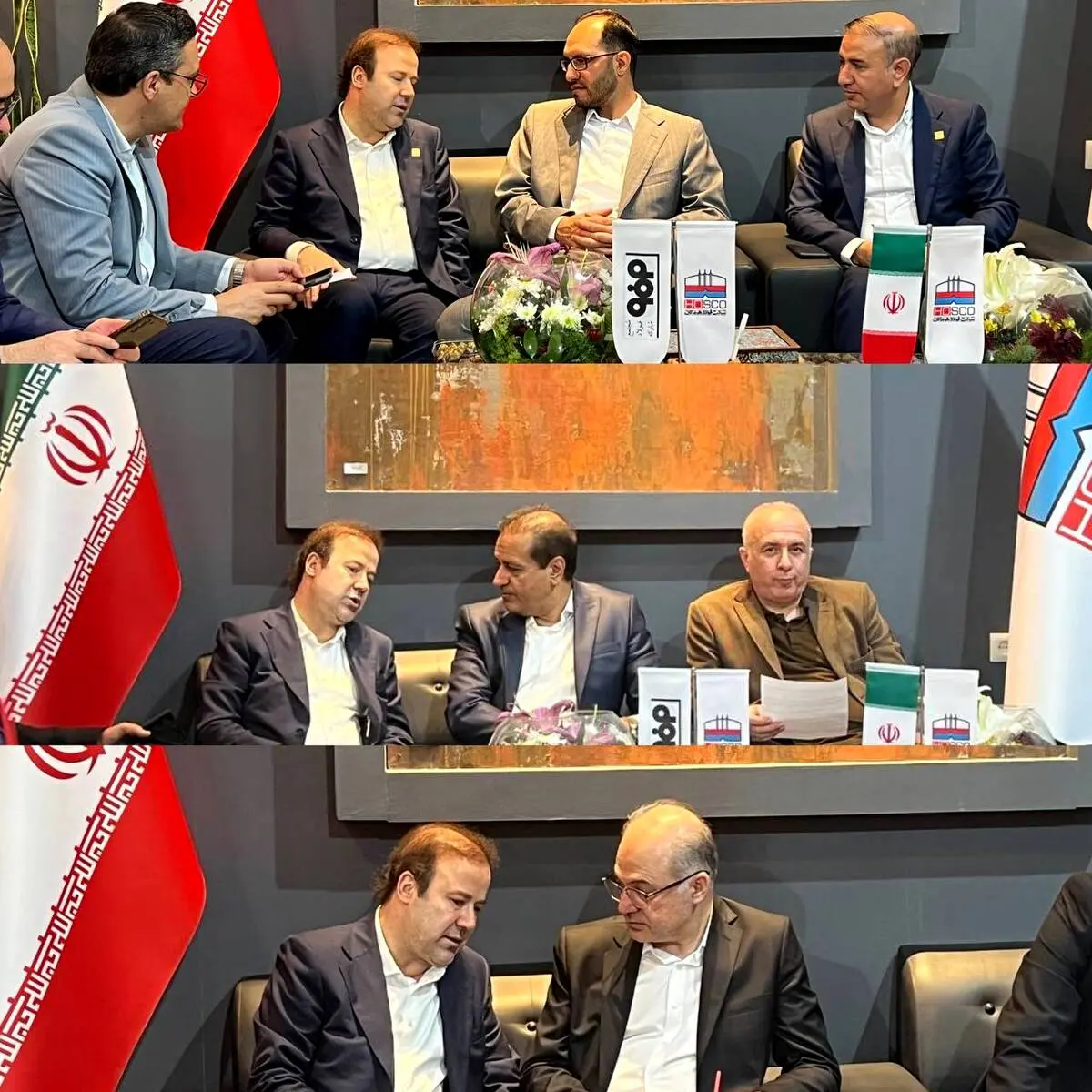 دیدار مدیرعامل فولاد هرمزگان با رئیس اسبق بانک مرکزی علی فروتن قائم مقام بورس کالای ایران ، عباس اشرف نژاد قائم مقام مدیرعامل بانک ملت، مهدی اقبالی عضو هیات مدیره بانک صادرات، ناصر ظهیری مدیر عامل بانک صادرات استان هرمزگان  