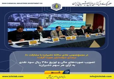 تصویب صورت‌های مالی و توزیع ۳۵۰ ریال سود نقدی به ازای هر سهم «شیران»