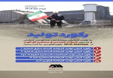 ثبت ۵ رکورد تولیدی در کارخانجات شرکت معدنی و صنعتی گل گهر طی مرداد ماه ۱۴۰۴