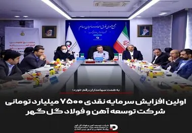 به همت سهامداران رقم خورد؛
اولین افزایش سرمایه نقدی ۷۵۰۰ میلیارد تومانی شرکت توسعه آهن و فولاد گل گهر