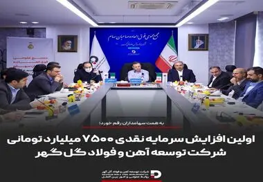 به همت سهامداران رقم خورد؛
اولین افزایش سرمایه نقدی ۷۵۰۰ میلیارد تومانی شرکت توسعه آهن و فولاد گل گهر