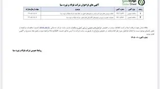 آگهی فراخوان فولاد و نورد سبا