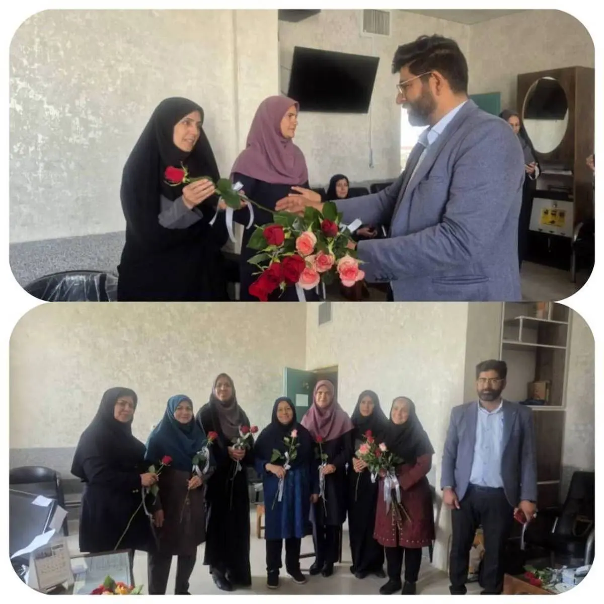 تجلیل از معلمین دبیرستان زینبیه با حضور مدیر توزیع برق شهرستان شهربابک
