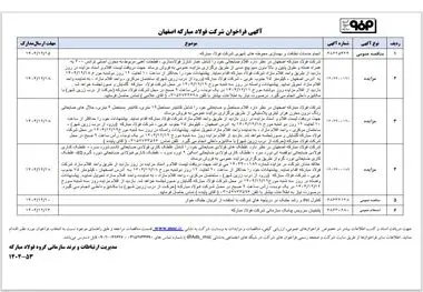 آگهی فراخوان شرکت فولاد مبارکه 