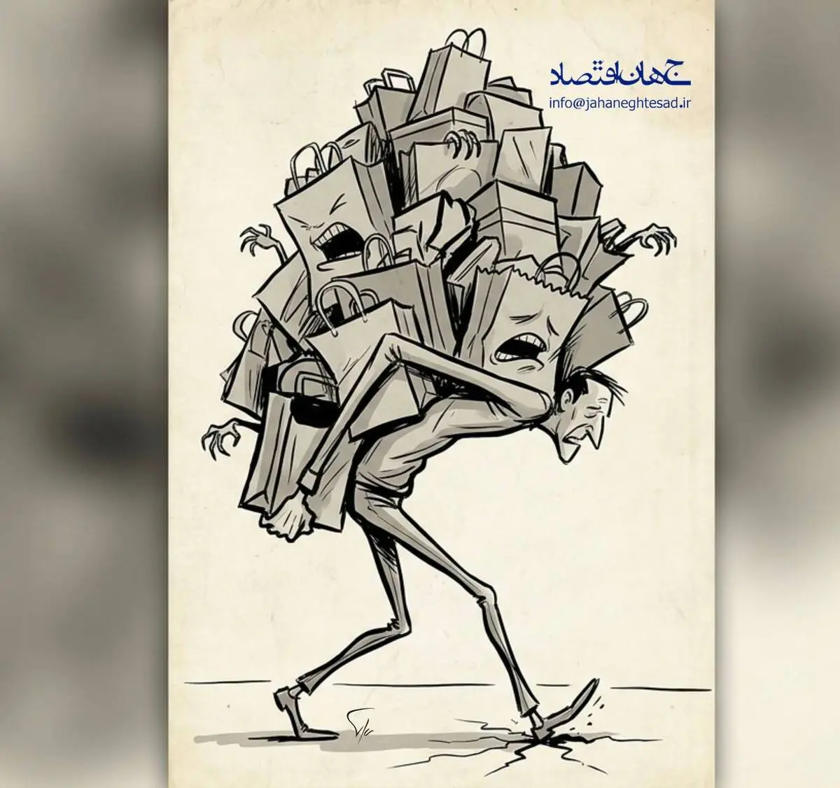 کاریکاتور ـ مصرف‌زدگی و خریدهای هیجانی