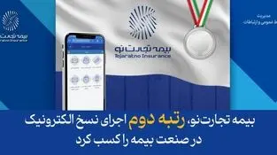بیمه تجارت‌نو، رتبه دوم اجرای نسخ الکترونیک در صنعت بیمه را کسب کرد