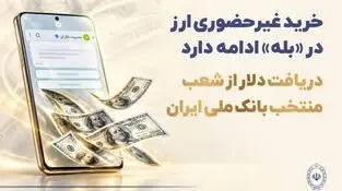 خرید غیرحضوری ارز در «بله» ادامه دارد / دریافت دلار از شعب منتخب بانک ملی ایران