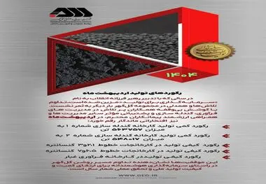 رکوردهای تولیدی اردیبهشت ماه 1404 شرکت معدنی و صنعتی گل گهر