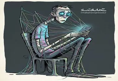 کاریکاتور - اعتیاد به شبکه‌های اجتماعی