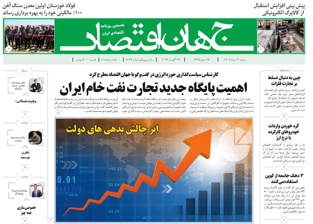 روزنامه جهان اقتصاد شماره ۸۱۹۹