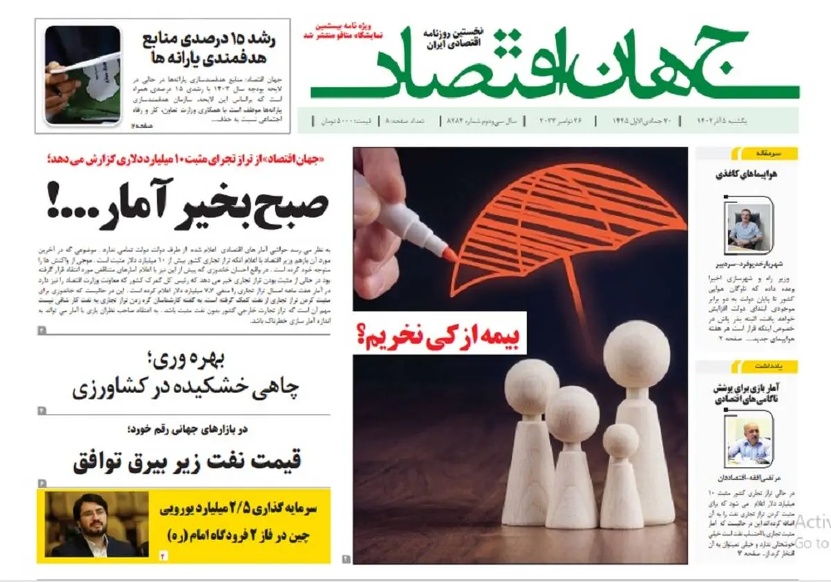 آرشیو روزنامه جهان اقتصاد شماره 8284
