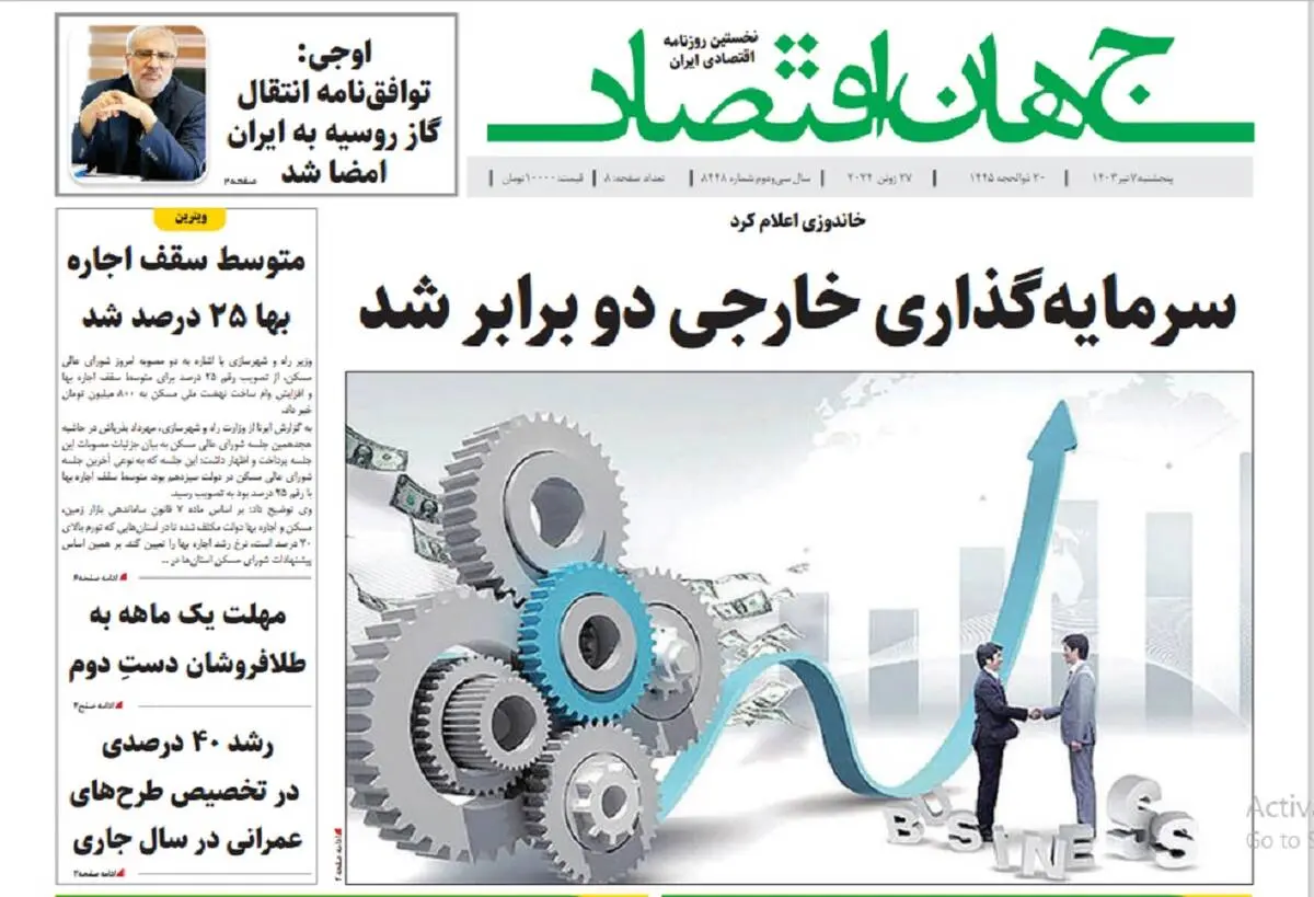 آرشیو روزنامه جهان اقتصاد شماره 8448