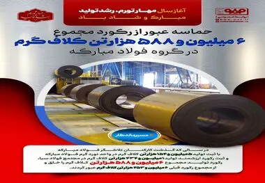 حماسه عبور از رکورد مجموع ۶ میلیون و ۵۸۸ هزارتن کلاف گرم در گروه فولاد مبارکه