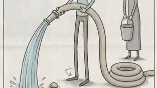 کاریکاتور ـ هدر دادن آب