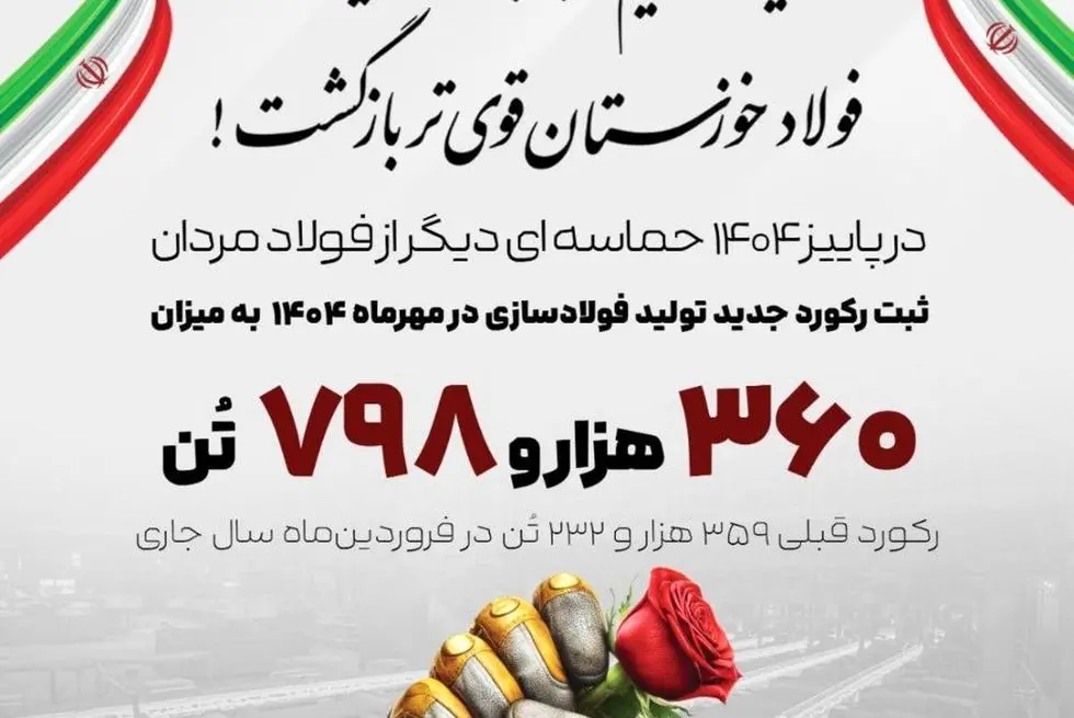 برق آمد، فولاد خوزستان رکوردشکنی کرد

