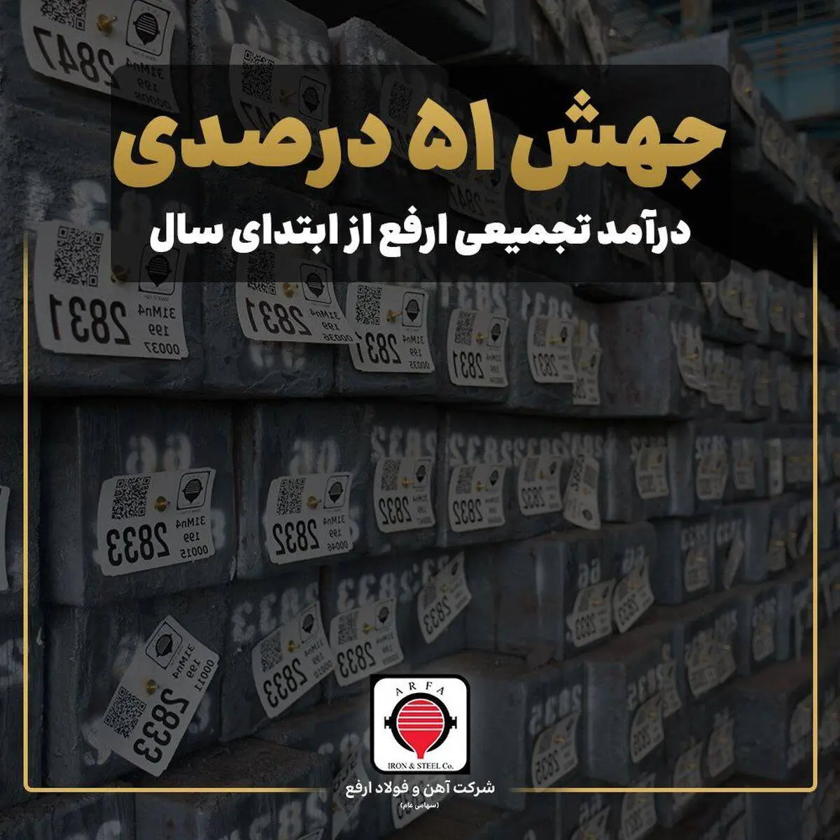 رشد ۵۱ درصدی درآمد تجمیعی شرکت آهن و فولاد ارفع از ابتدای سال