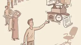 کاریکاتور ـ بیکاری و اشتغال بی‌ثبات جوانان