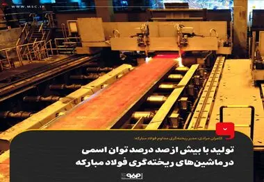 تولید با بیش از صد درصد توان اسمی در ماشین‌های ریخته‌گری فولاد مبارکه