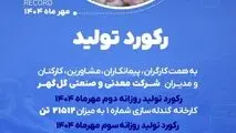 رکوردهای تولیدی روزانه مهرماه 1404 در شرکت معدنی و صنعتی گل گهر