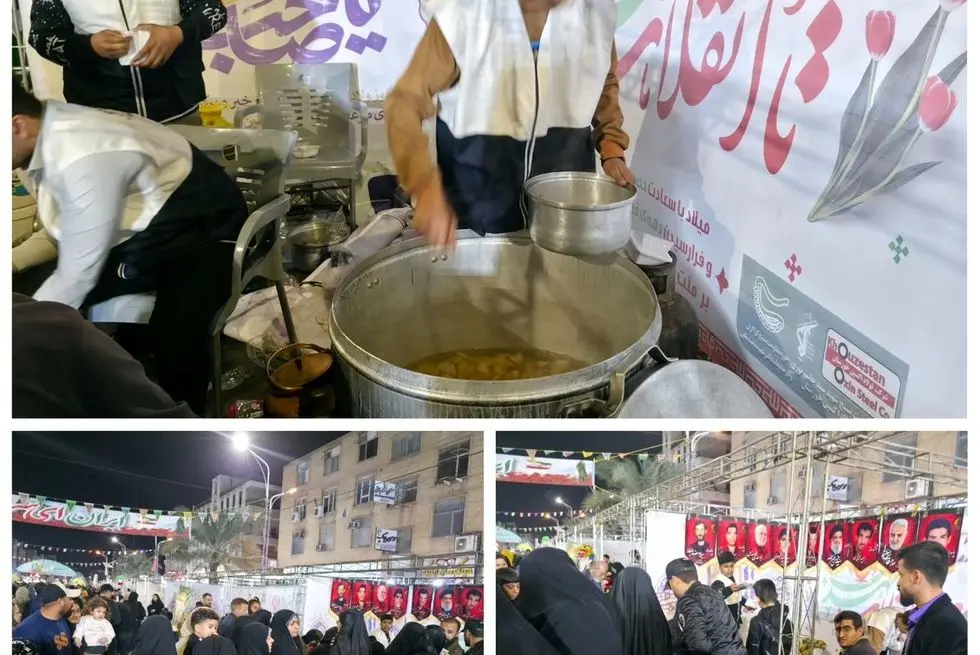 موکب شرکت فولاد اکسین خوزستان در جشن نیمه شعبان با استقبال گسترده مردم اهواز همراه شد