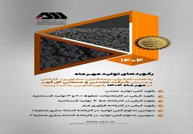 رکوردهای تولید کارخانجات شرکت معدنی و صنعتی گل گهر در مهرماه ۱۴۰۴