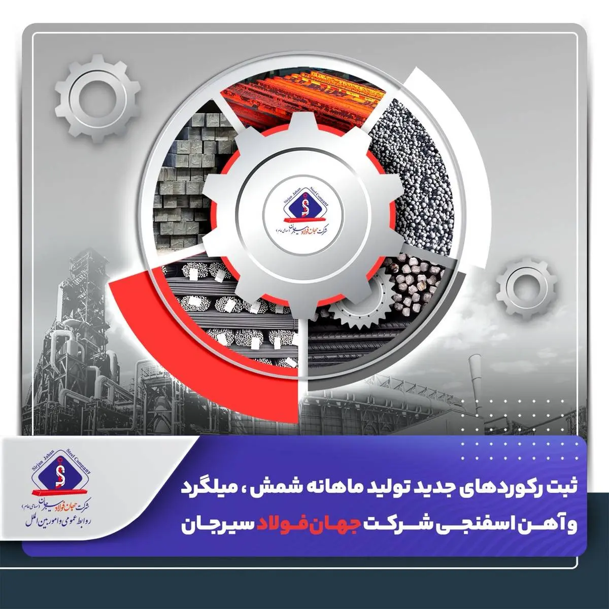 *ثبت رکوردهای جدید تولید ماهانه شمش ، میلگرد و آهن اسفنجی شرکت جهان‌فولاد سیرجان*