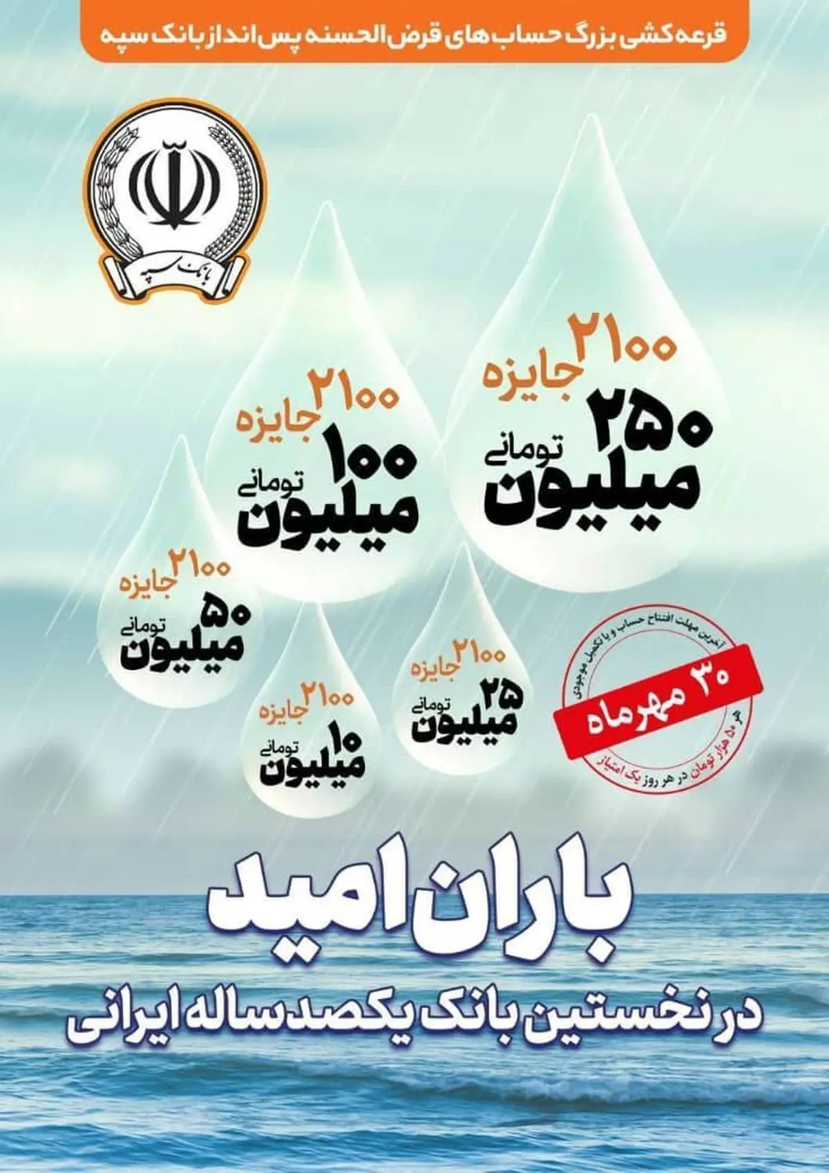 *30 مهر‌ماه؛ آخرین مهلت شرکت در جشنواره حساب‌های قرض‌الحسنه پس انداز بانک سپه