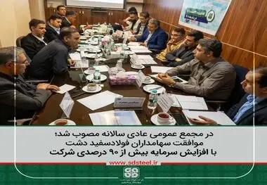 موافقت سهام داران فولاد سفیددشت با افزایش سرمایه بیش از ۹۰ درصدی شرکت