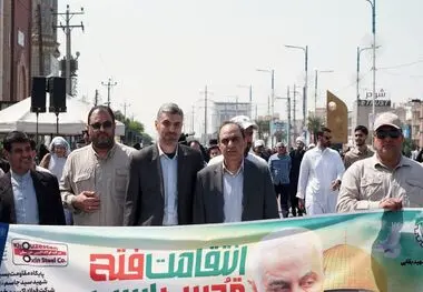 حضور مدیر عامل،کارکنان و بسیجیان شرکت فولاد اکسین خوزستان در راهپیمایی روز قدس

