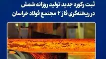 ثبت رکورد جدید تولید روزانه شمش در ریخته‌گری فاز ۲ مجتمع فولاد خراسان