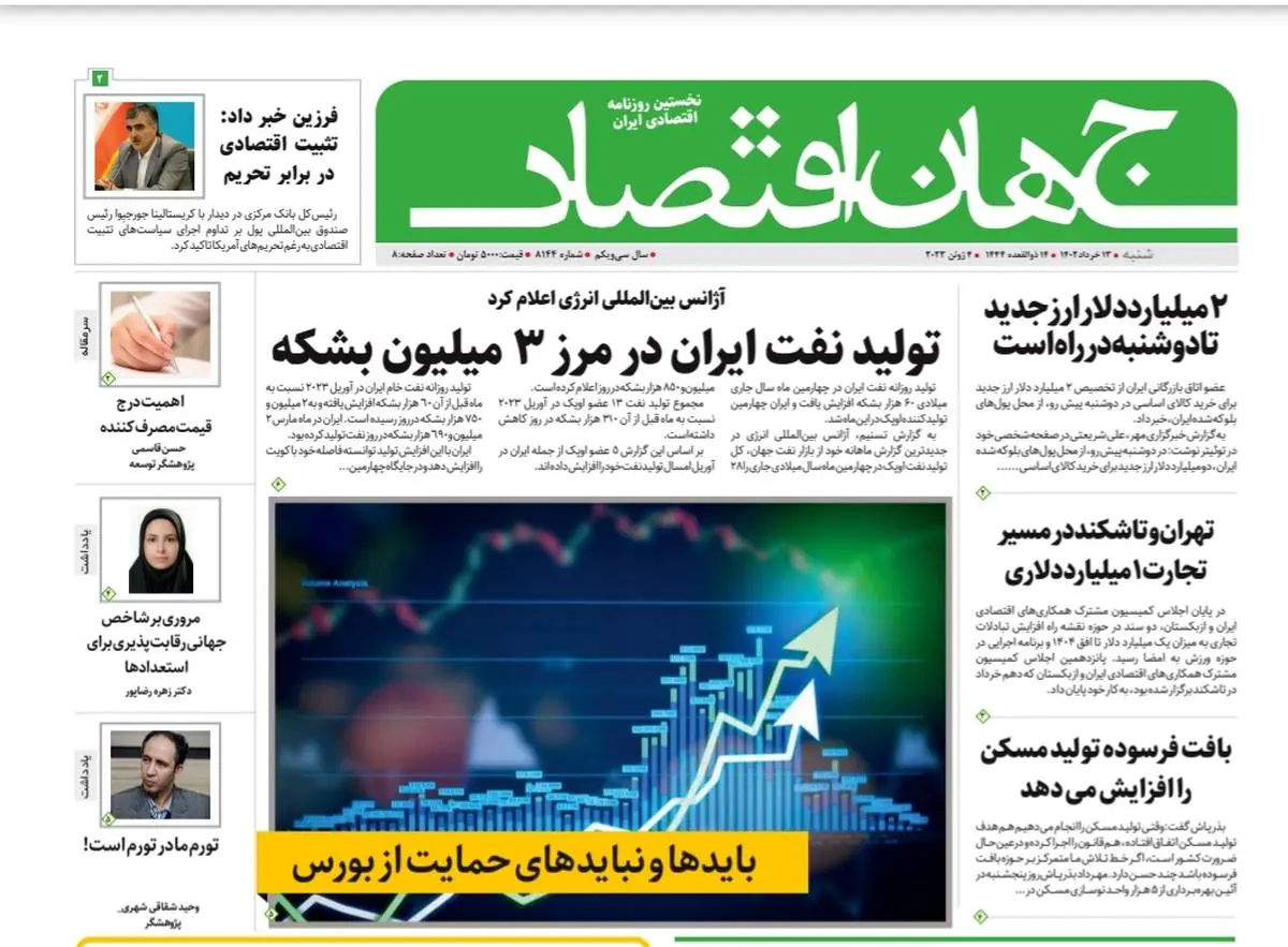 روزنامه جهان اقتصاد شماره ۸۱۴۴