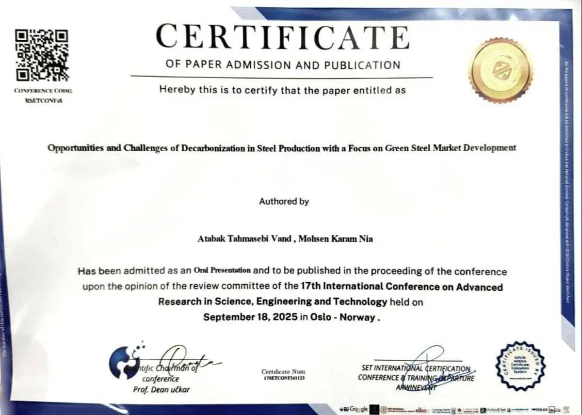 درخشش متخصصان فولاد خوزستان در عرصه بین‌المللی؛

مقاله مهندسان فولاد خوزستان درباره "فولاد سبز" در نروژ برگزیده شد