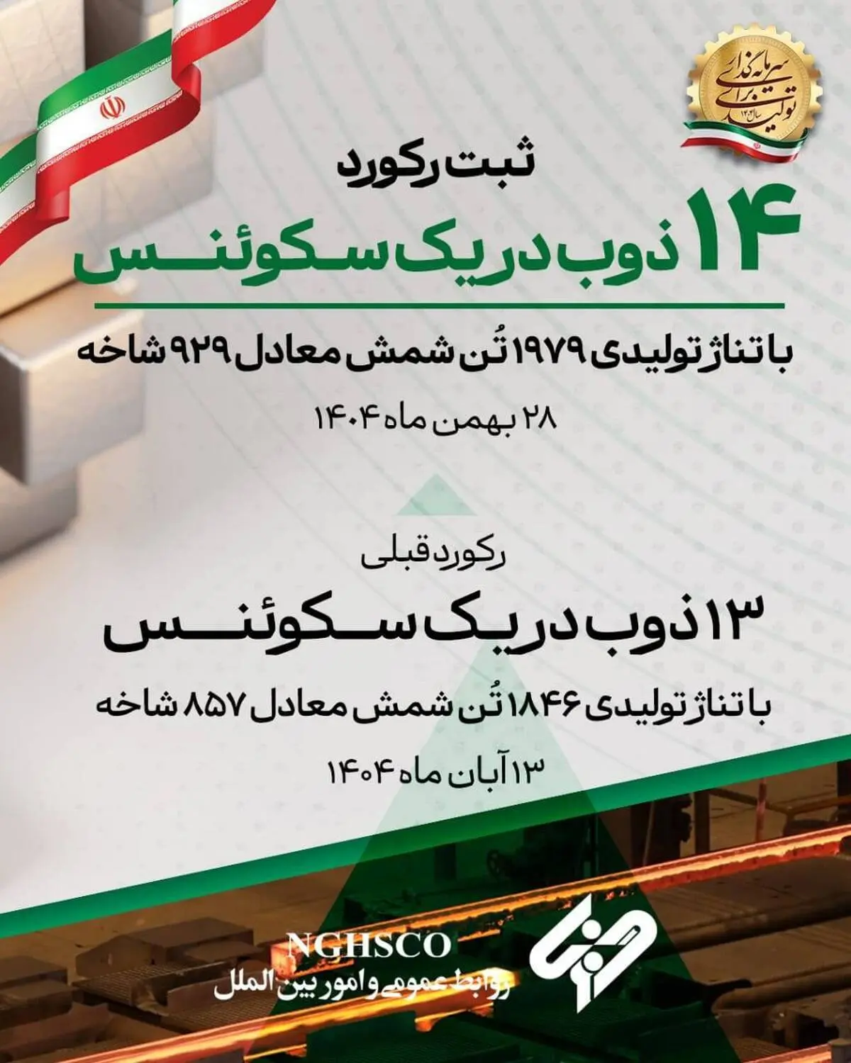 ثبت رکوردی تازه در واحد فولادسازی