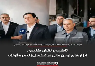 بازدید مدیرعامل بانک ملت از شرکت توسعه آهن و فولاد گل‌گهر؛ تاکید بر نقش کلیدی ابزارهای نوین مالی در تکمیل زنجیره فولاد