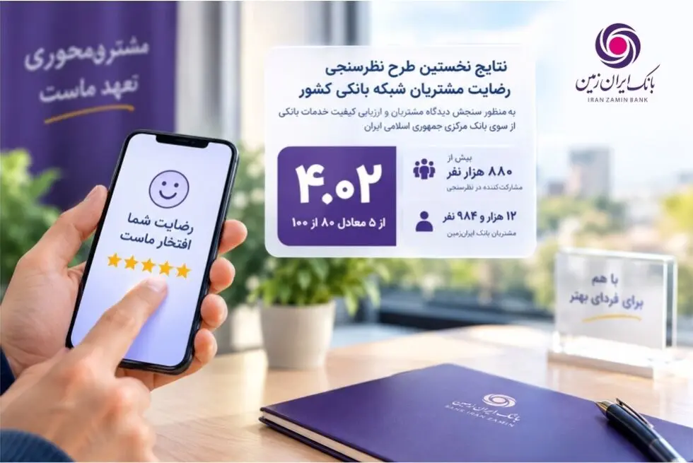 رضایت مشتریان از خدمات بانک ایران‌زمین در ارزیابی سراسری بانک مرکزی
