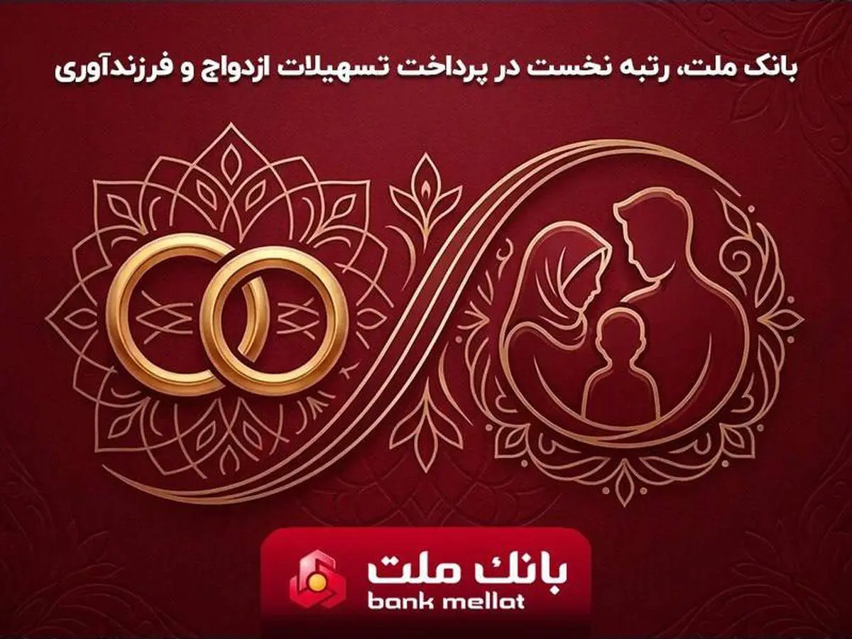 بانک ملت بیشترین تسهیلات ازدواج و فرزندآوری را در بین بانک های کشور پرداخت کرد