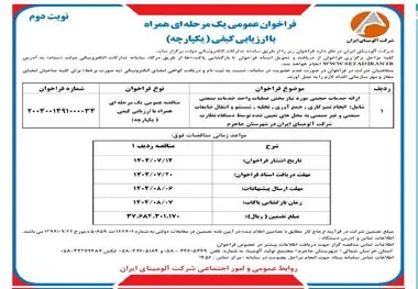 چاپ و انتشار نوبت دوم آگهی فراخوان شرکت آلومینای ایران با موضوع ارائه خدمات حجمی مورد نیاز بخش عملیات واحد خدمات صنعتی روزنامه های