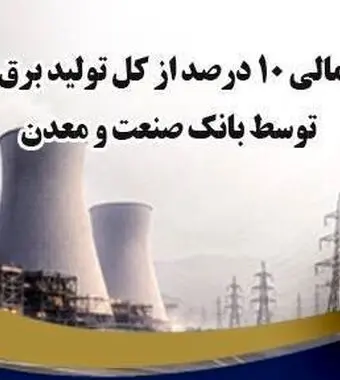 بانک صنعت و معدن ۱۰ درصد از تولید برق کشور را تأمین مالی کرده است