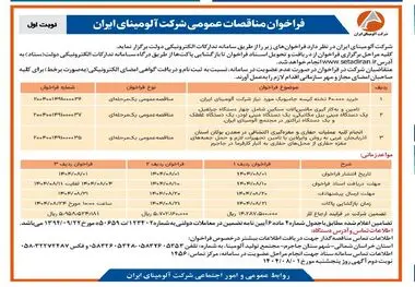 چاپ و انتشار نوبت اول آگهی فراخوان شرکت آلومینای ایران در روزنامه های
