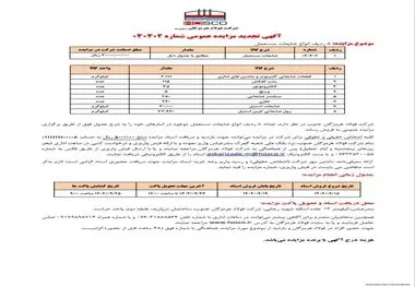شرکت فولاد هرمزگان جنوب/آگهی تجدید مزایده عمومی ۰۴۰۴۰۲