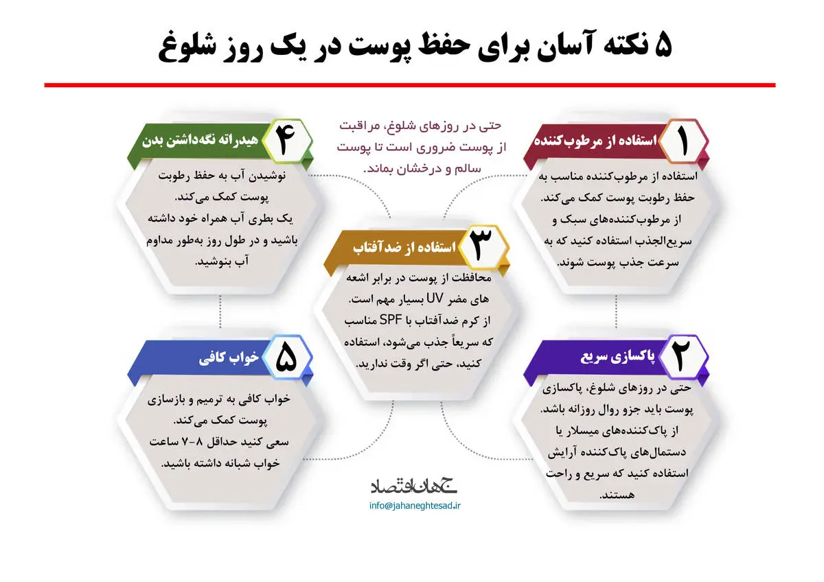 ۵ نکته آسان برای حفظ پوست در یک روز شلوغ