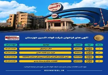 آگهی های فراخوان شرکت فولاد اکسین خوزستان

