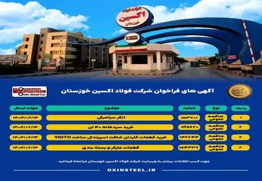 آگهی های فراخوان شرکت فولاد اکسین خوزستان

