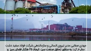 استفاده از پساب شهری و ایجاد ۲۵ هکتار فضای سبز در فولاد سفیددشت چهارمحال و بختیاری