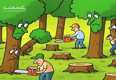 کاریکاتور ـ قطع درختان