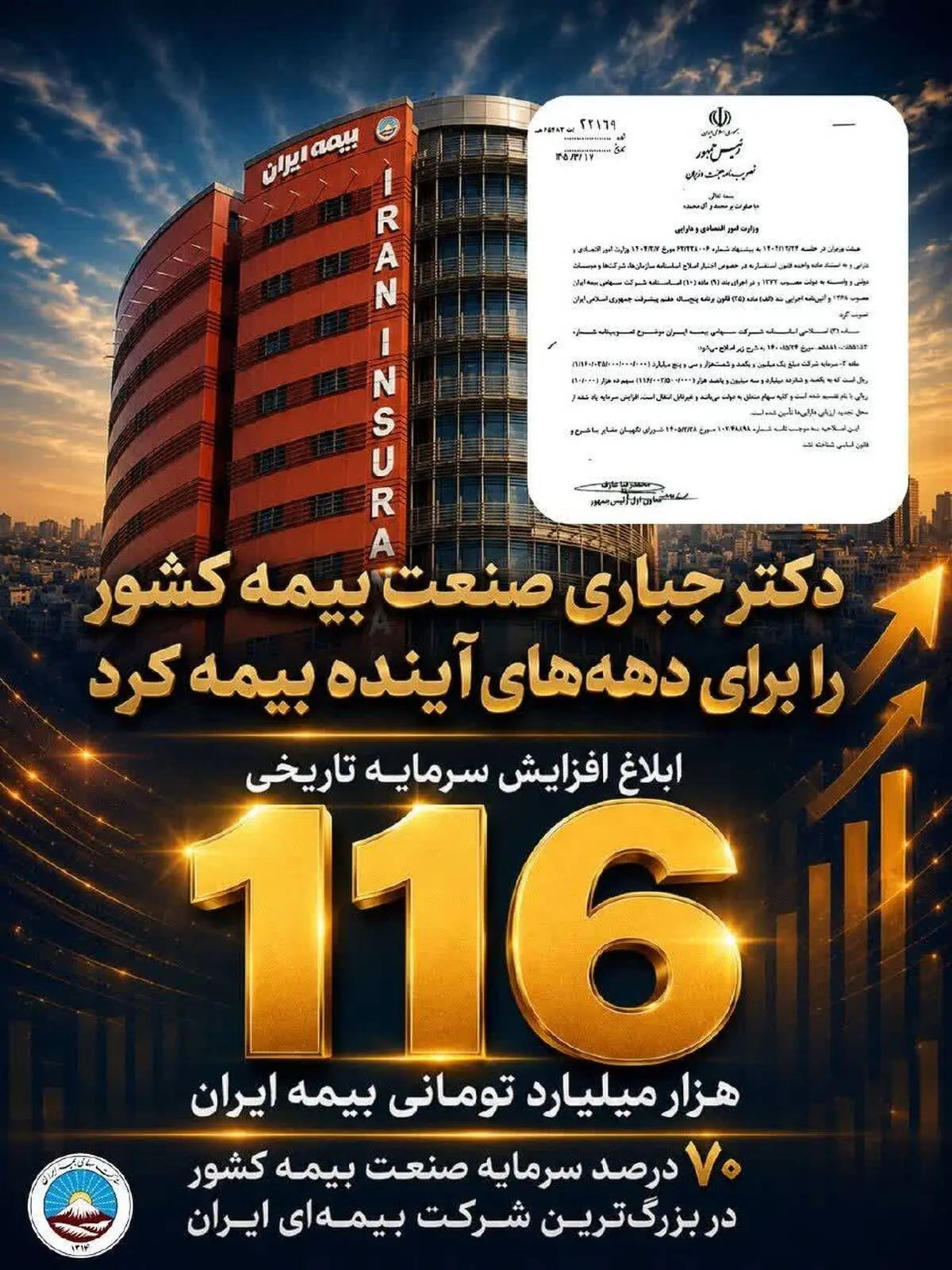 دکتر جباری صنعت بیمه کشور را برای دهه‌های آینده بیمه کرد