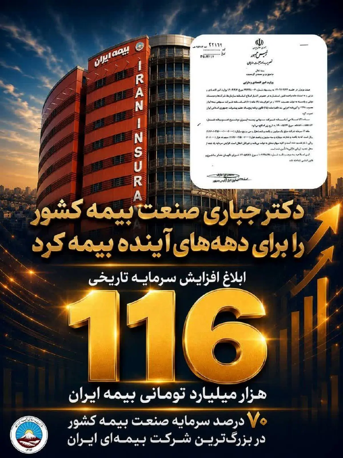 دکتر جباری صنعت بیمه کشور را برای دهه‌های آینده بیمه کرد
